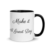 Motivational Mug "Make it a Great Day' Inspiring Law of Affirmation Coffee Mug with Color Inside