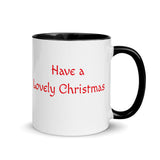 Christmas Gift Mug "Lovely Christmas" Holiday season Mug with Color Inside