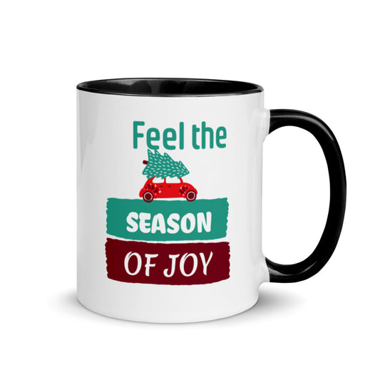 Christmas Gift Mug " Feel Season of Joy" Holiday Season Mug with Color Inside