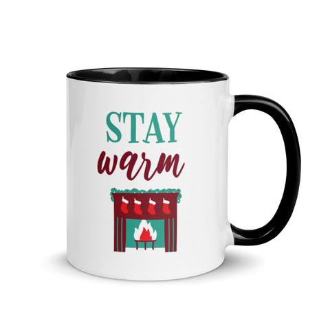 Christmas Coffee Mug "Stay Warm" Winter season Gift Mug with Color Inside