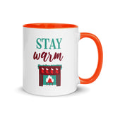 Christmas Coffee Mug "Stay Warm" Winter season Gift Mug with Color Inside