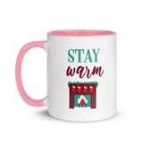 Christmas Coffee Mug "Stay Warm" Winter season Gift Mug with Color Inside