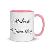 Motivational Mug "Make it a Great Day' Inspiring Law of Affirmation Coffee Mug with Color Inside