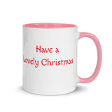 Christmas Gift Mug "Lovely Christmas" Holiday season Mug with Color Inside