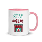 Christmas Coffee Mug "Stay Warm" Winter season Gift Mug with Color Inside