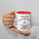 Christmas Gift Mug  "Best Gift Family" Holiday Season Coffee Mug  with Color Inside