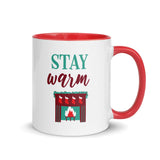 Christmas Coffee Mug "Stay Warm" Winter season Gift Mug with Color Inside