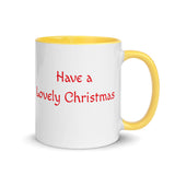 Christmas Gift Mug "Lovely Christmas" Holiday season Mug with Color Inside