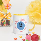 Exclusive Christmas Coffee Mug "Happy Holidays" Mug with Color Inside