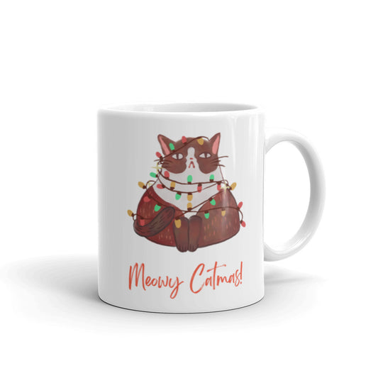Christmas Gift Mug "Meowy Christmas" Best Gift for cat Lover for Holiday Season