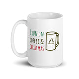 Christmas Gift Mug "Run Coffee & Christmas" Holiday Season White glossy Coffee mug