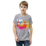 Motivational  Youth  T-Shirt "I AM MILLIONAIRE" Inspiring Law of Affirmation Youth Short Sleeve Unisex T-Shirt