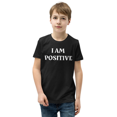 Motivational Youth T-Shirt "I am Positive" inspiring Law of Affirmation Youth Short Sleeve Unisex T-Shirt