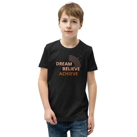 Motivational Youth T-Shirt " Dream Believe Achieve" Law of Affirmation  Youth Short Sleeve Unisex T-Shirt