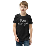 Motivational Youth T-Shirt "I am enough" Inspiring Law of Affirmation Youth Short Sleeve Unisex T-Shirt