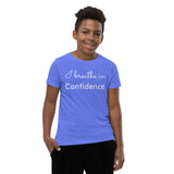 Motivational Youth T-Shirt "Breathe Confidence" Inspiring Law of Affirmation Youth Short Sleeve Unisex T-Shirt