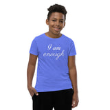 Motivational Youth T-Shirt "I am enough" Inspiring Law of Affirmation Youth Short Sleeve Unisex T-Shirt