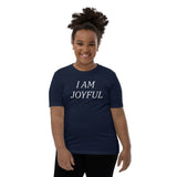 Motivational Youth T-Shirt "I am Joyful" Inspiring Law of Affirmation Youth Short Sleeve Unisex T-Shirt