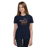 Motivational Youth T-Shirt " Dream Believe Achieve" Law of Affirmation  Youth Short Sleeve Unisex T-Shirt