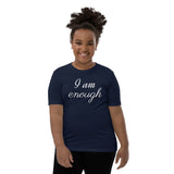 Motivational Youth T-Shirt "I am enough" Inspiring Law of Affirmation Youth Short Sleeve Unisex T-Shirt