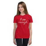 Motivational Youth T-Shirt "I am enough" Inspiring Law of Affirmation Youth Short Sleeve Unisex T-Shirt