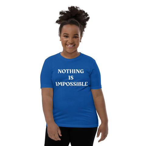 Motivational Youth T-Shirt "Nothing is Impossible" Inspiring Law of Attraction Youth Short Sleeve Unisex T-Shirt